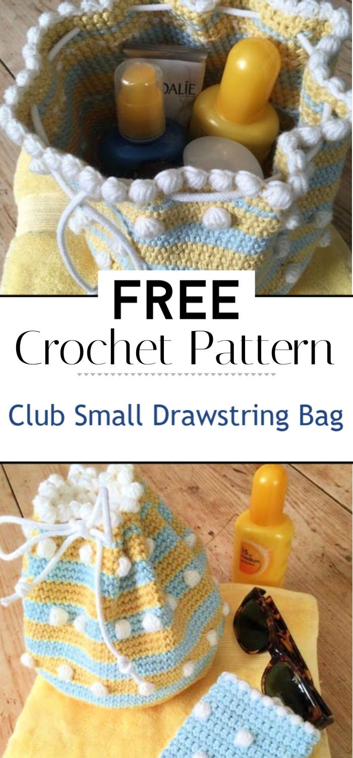 Crochet Club Small Drawstring Bag