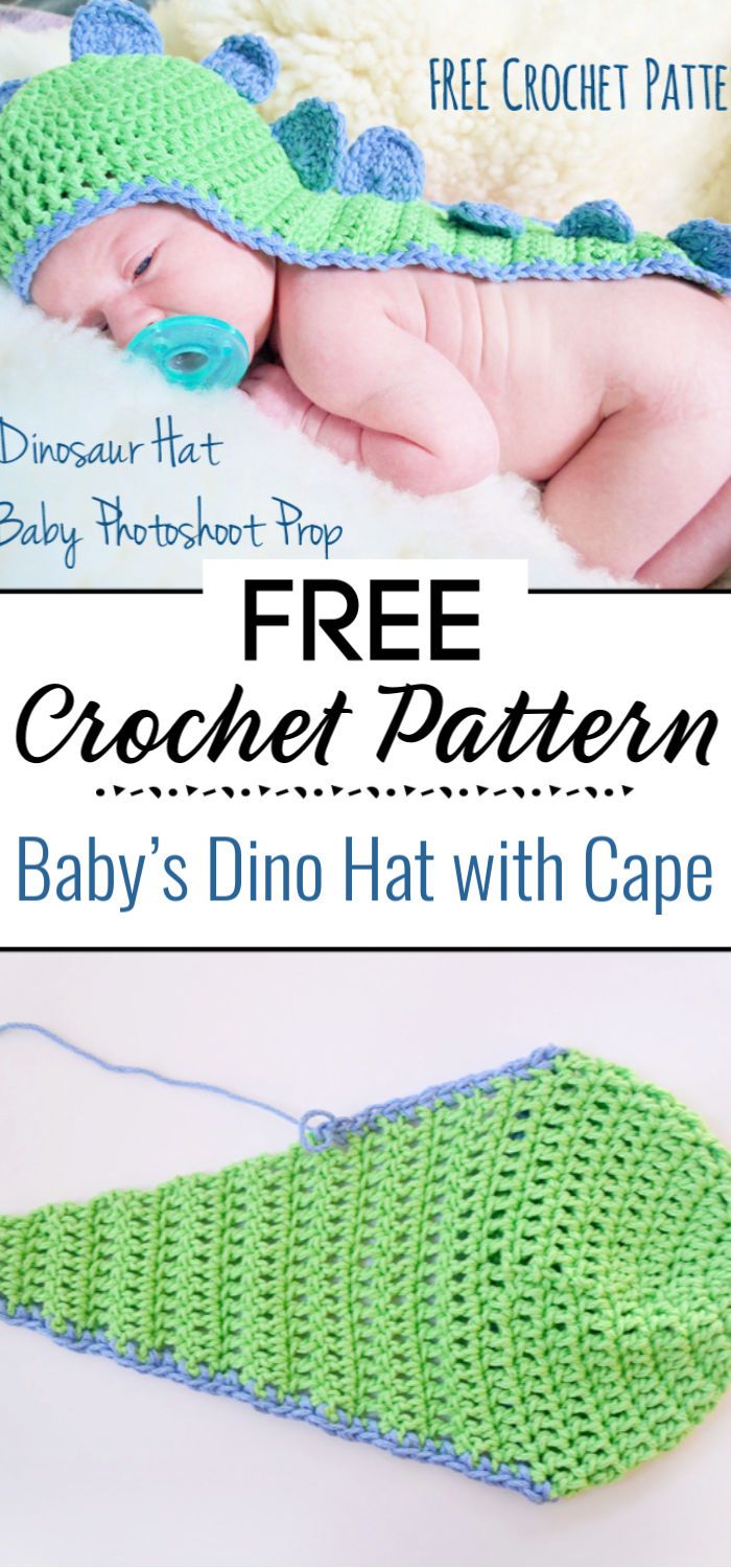 Crochet Pattern Baby’s Dino Hat with Cape