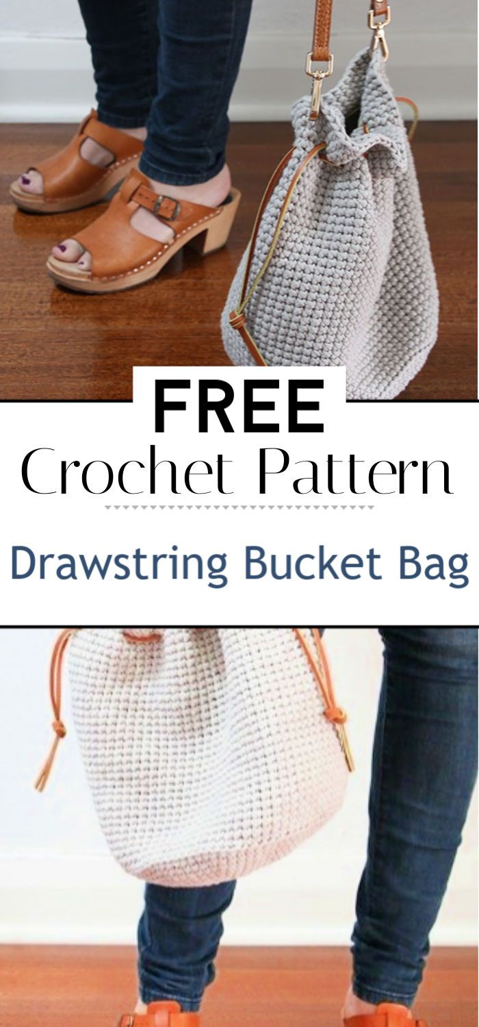Crochet Pattern Drawstring Bucket Bag