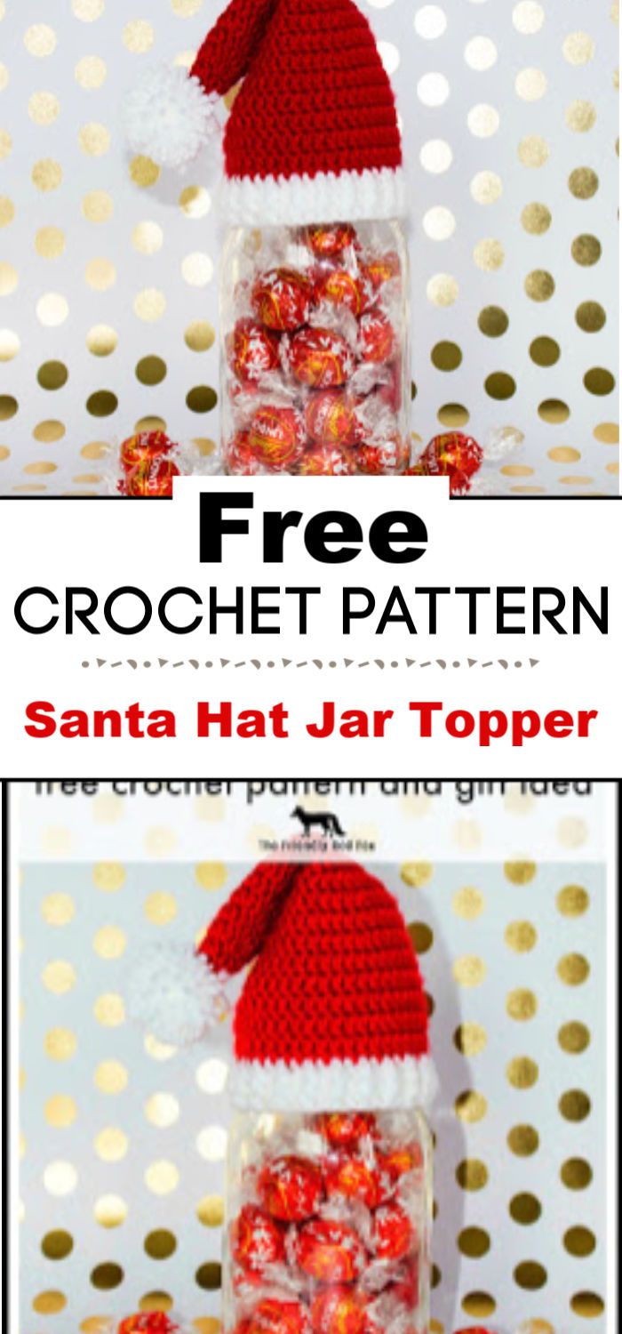 Crochet Santa Hat Jar Topper