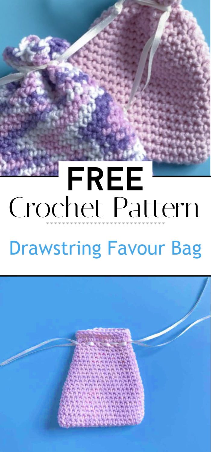 Drawstring Favour Bag Free Crochet Pattern Tutorial