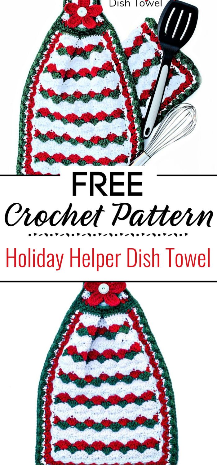 Free Crochet Pattern Holiday Helper Dish Towel