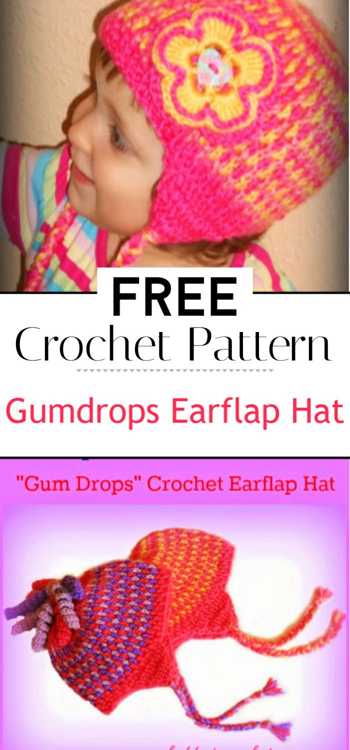 Gumdrops Earflap Hat Free Crochet Pattern