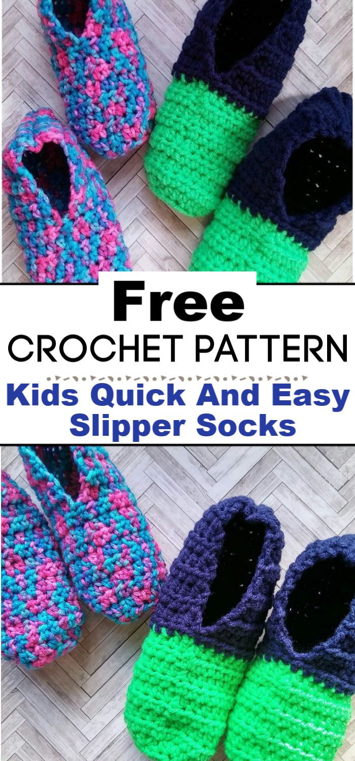 Kids Quick And Easy Slipper Socks Free Crochet Pattern