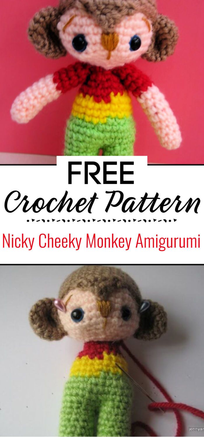 Nicky Cheeky Monkey Amigurumi Free Crochet Pattern