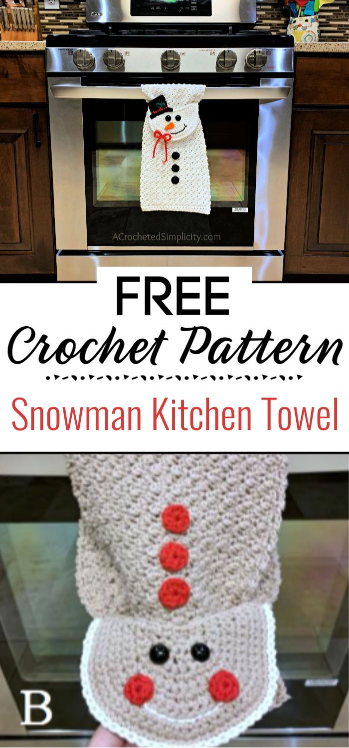 Snowman Kitchen Towel - Free Crochet Towel Pattern - A Crocheted