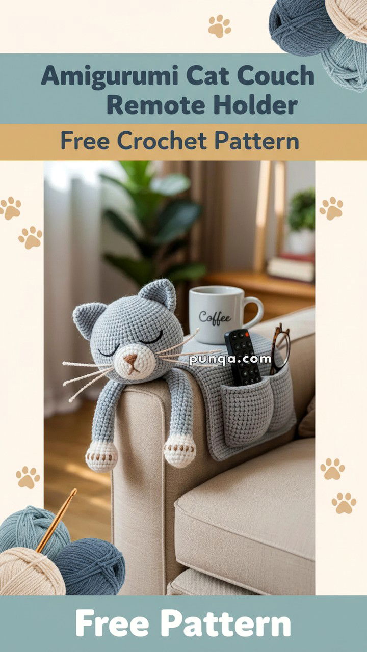 Amigurumi Cat Couch Remote Holder Free Crochet Pattern