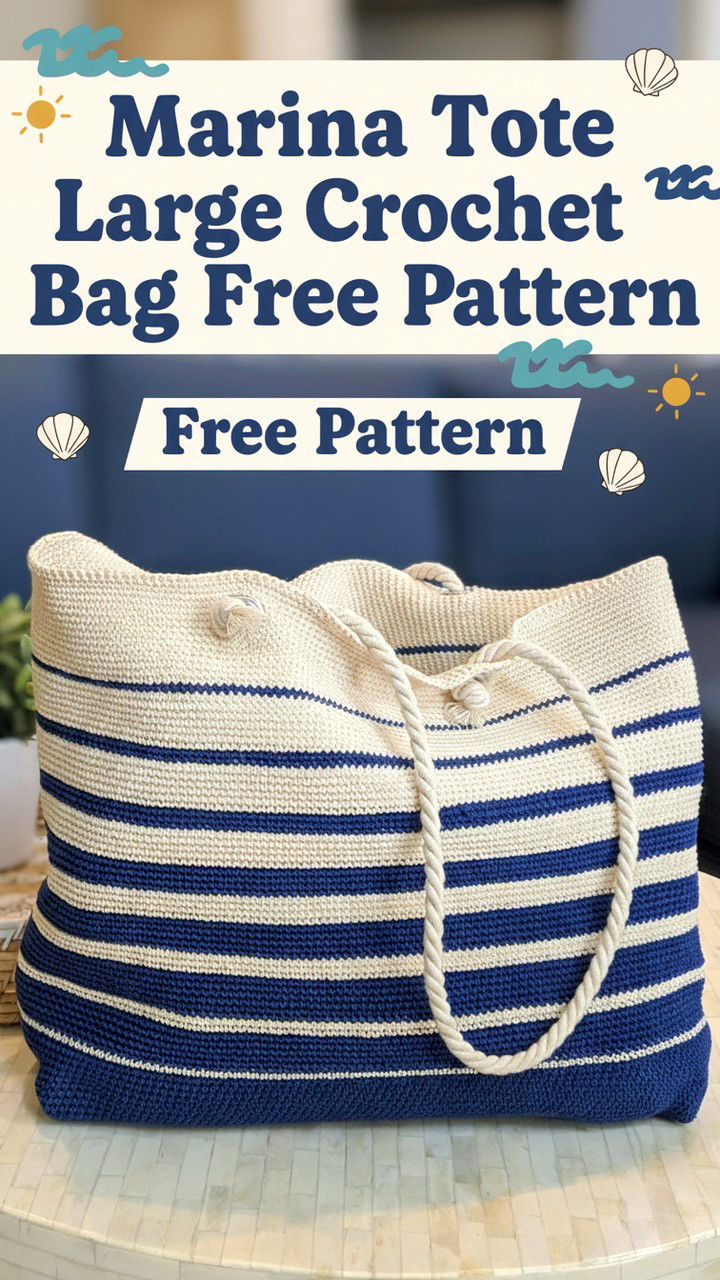 Marina Tote Large Crochet Beach Bag Free Pattern