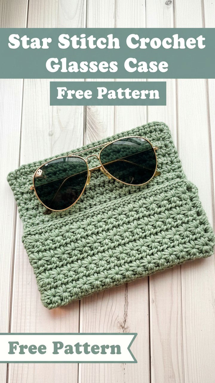 1. Star Stitch Crochet Glasses Case Free Pattern