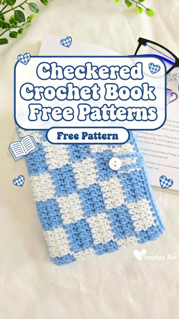 Trendy Crochet Checkered Book Sleeve Free Patterns