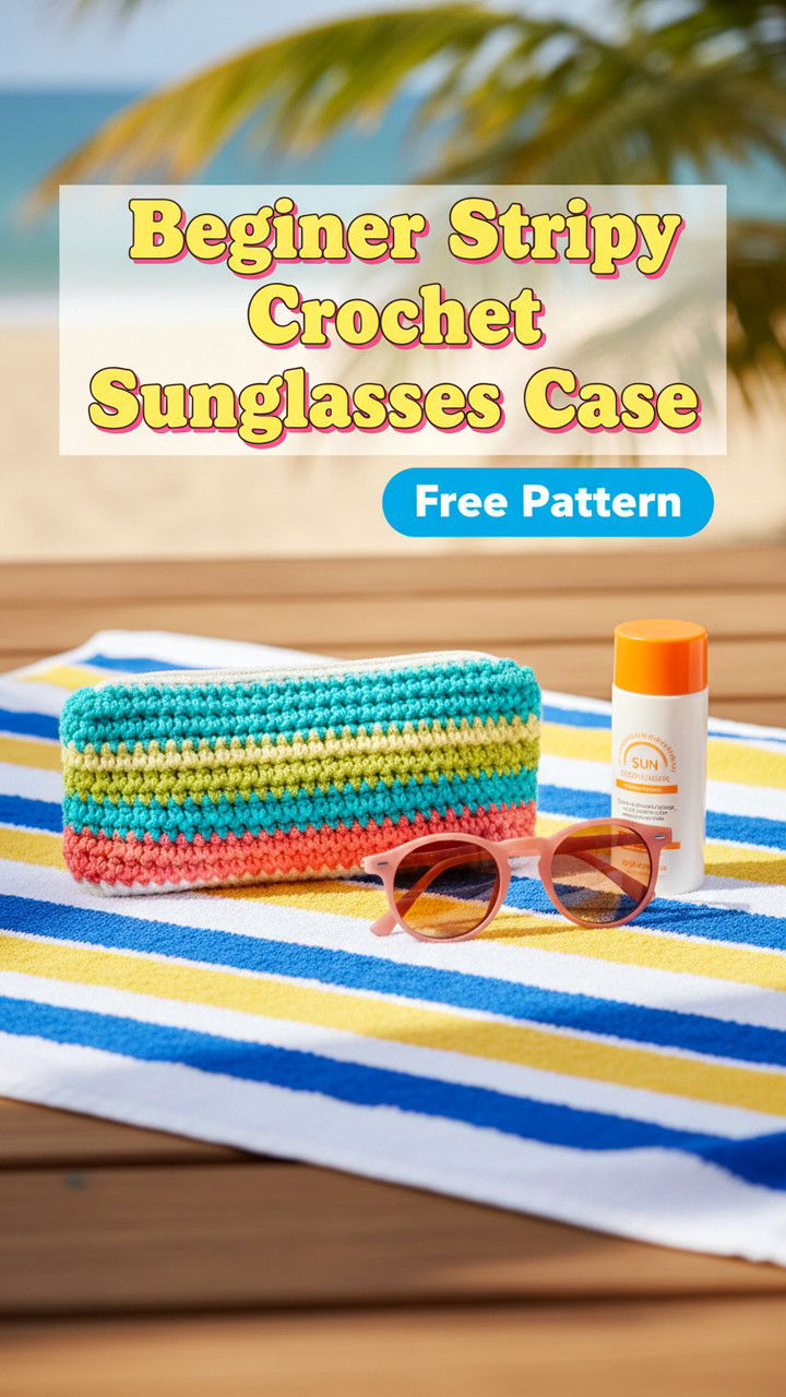 Beginner Friendly Stripy Sunglasses Pouch Free Pattern