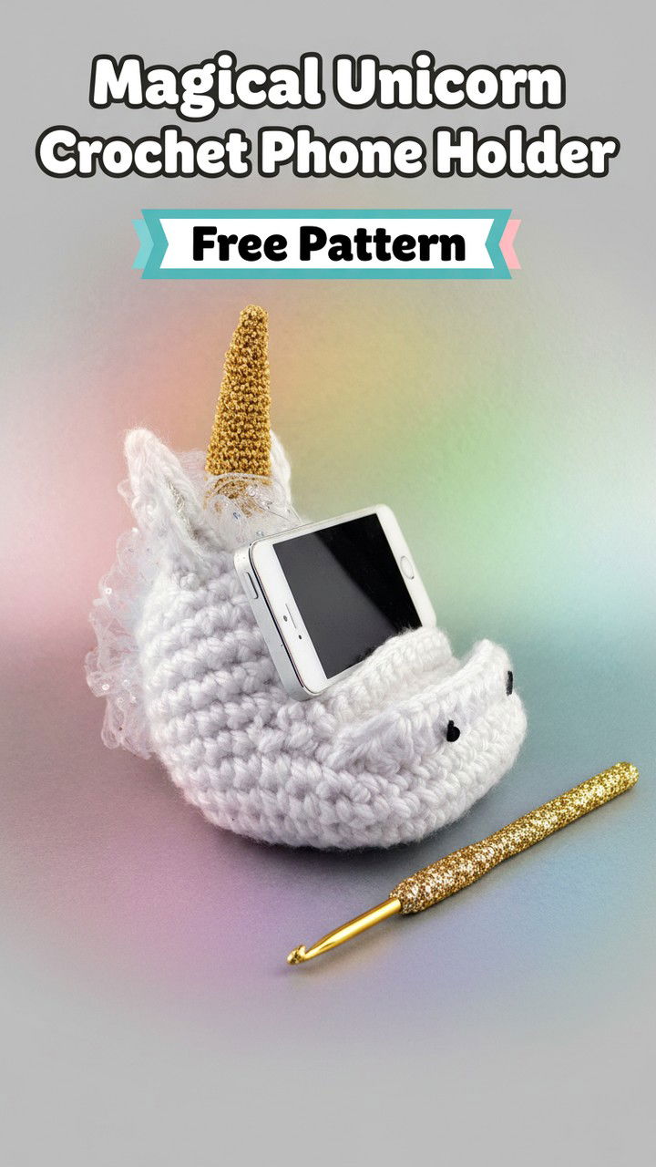 10. Magical Unicorn Crochet Phone Holder Free Pattern
