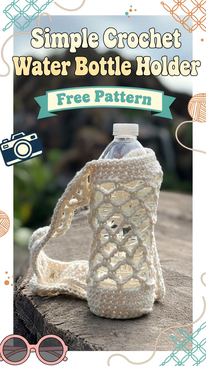 Crochet Water Bottle Holder A Simple Mesh Design for Hands Free Carry