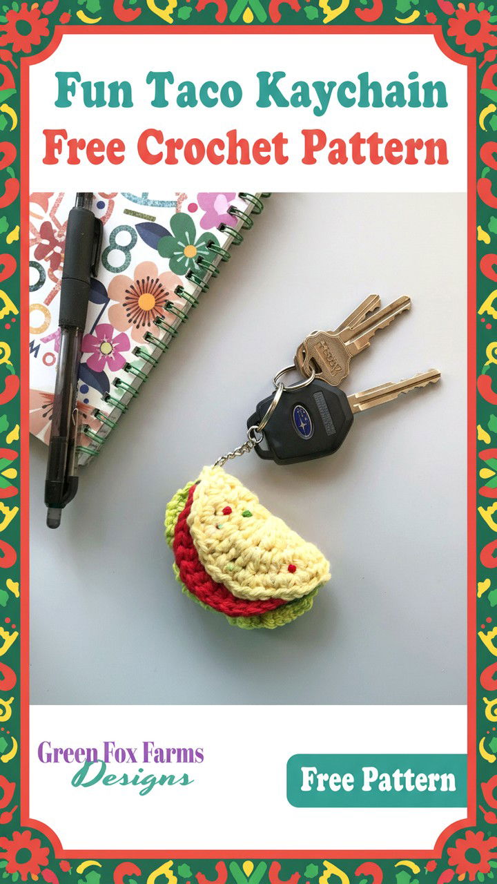 Fun and Festive Taco Keychain Free Crochet Pattern