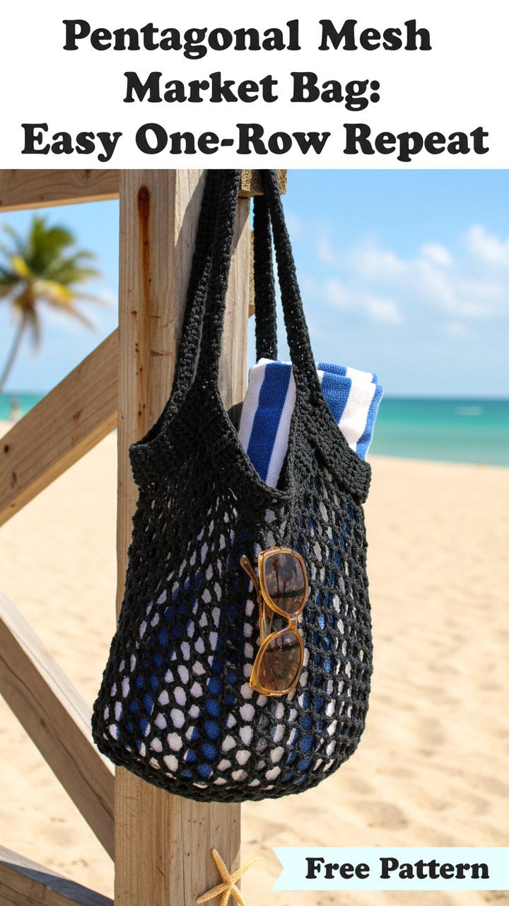 Pentagonal Mesh Market Bag Free Pattern