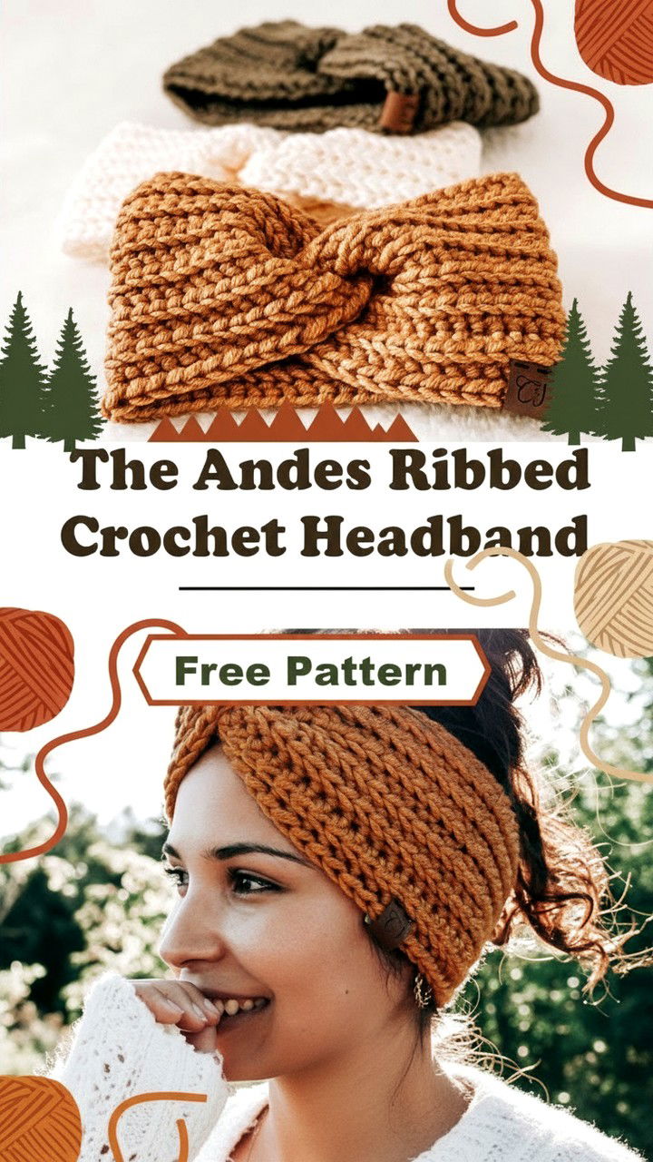 The Andes Ribbed Crochet Headband Free Pattern