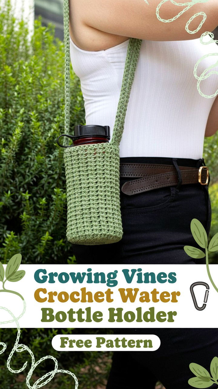 Growing Vines Crochet Water Bottle Holder Pattern