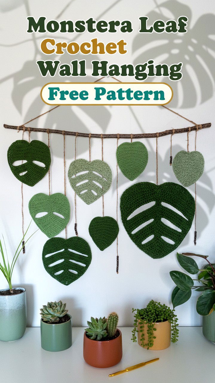 Monstera Leaf Crochet Wall Hanging Free Pattern