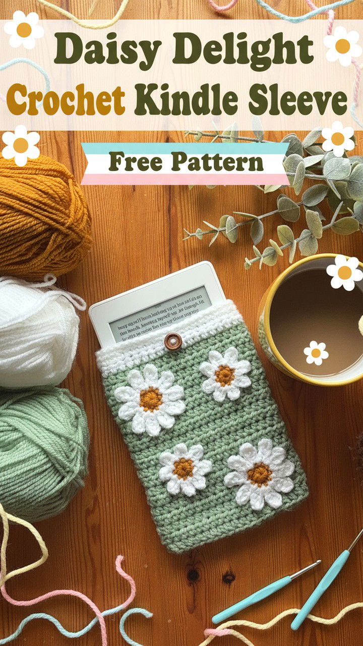 Daisy Delight Crochet Kindle Sleeve Free Pattern