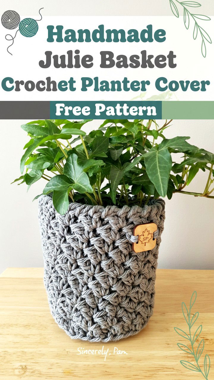 Handmade Julie Basket Crochet Planter Cover Free Pattern