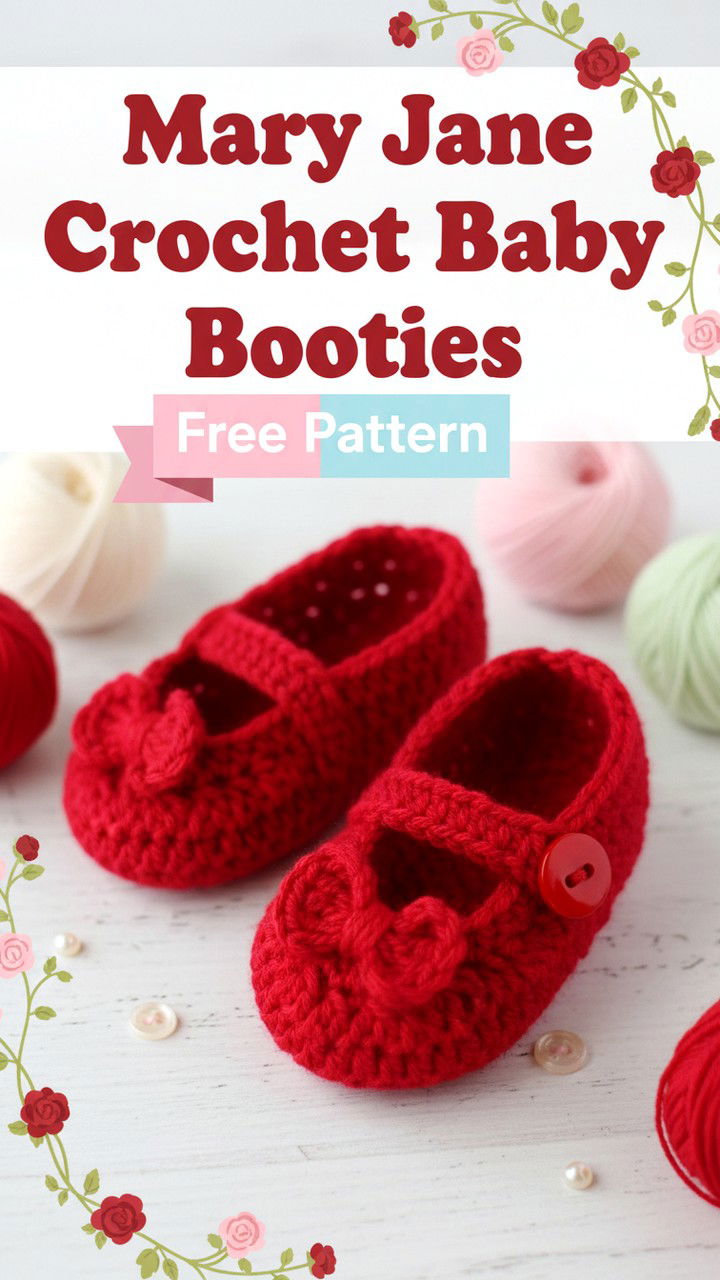 Mary Jane Crochet Baby Booties Free Pattern