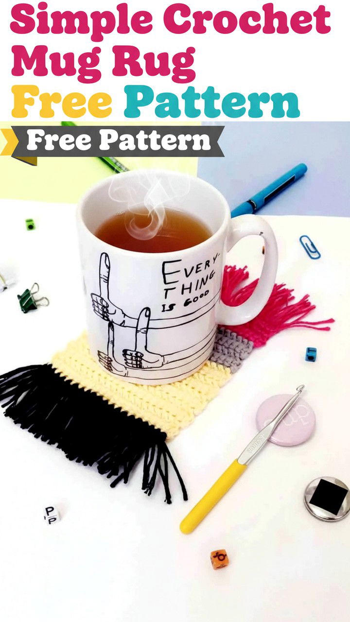 Modern Simple Crochet Mug Rug Free Pattern