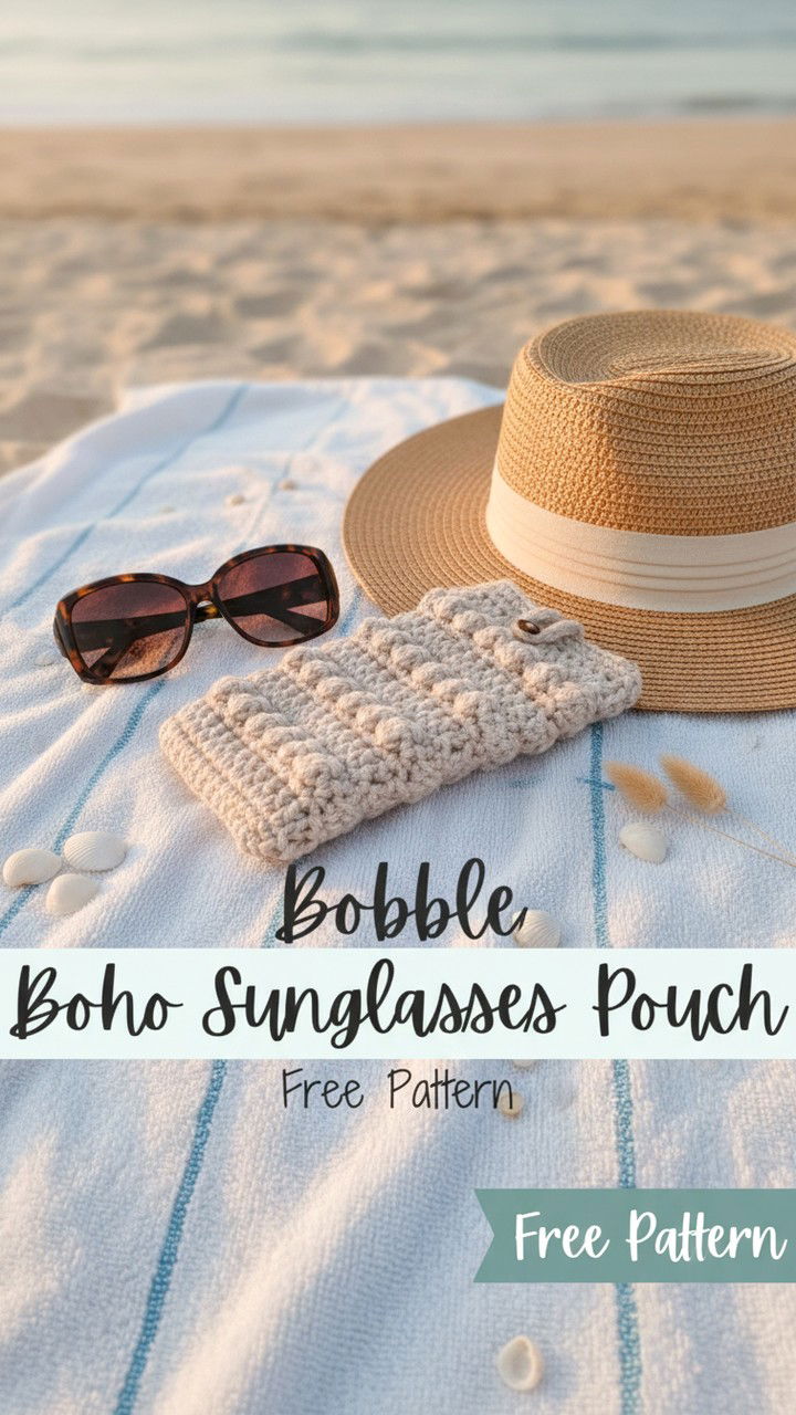Boho Bobble Sunglasses Pouch Free Crochet Pattern