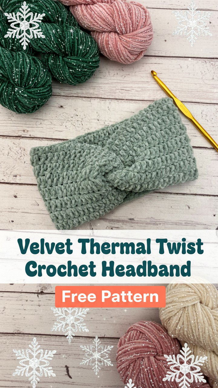 Velvet Thermal Twist Crochet Headband Tutorial