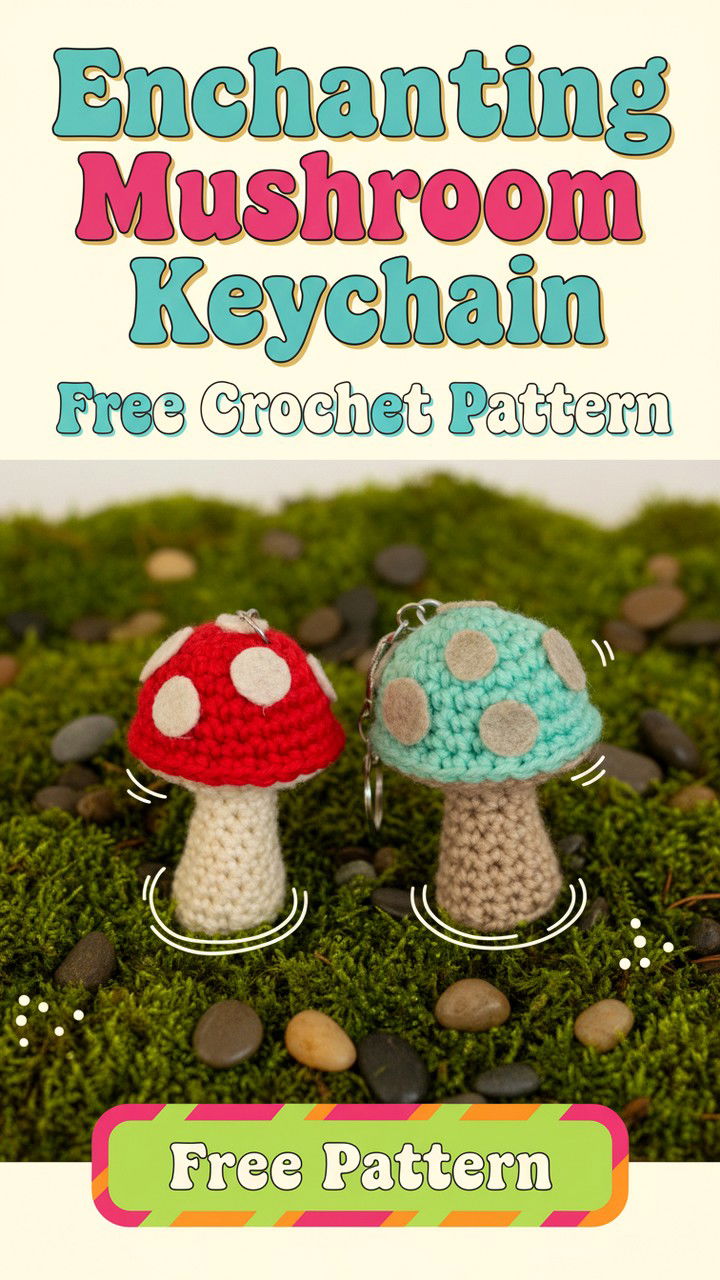 Enchanting Mushroom Keychain Free Crochet Pattern