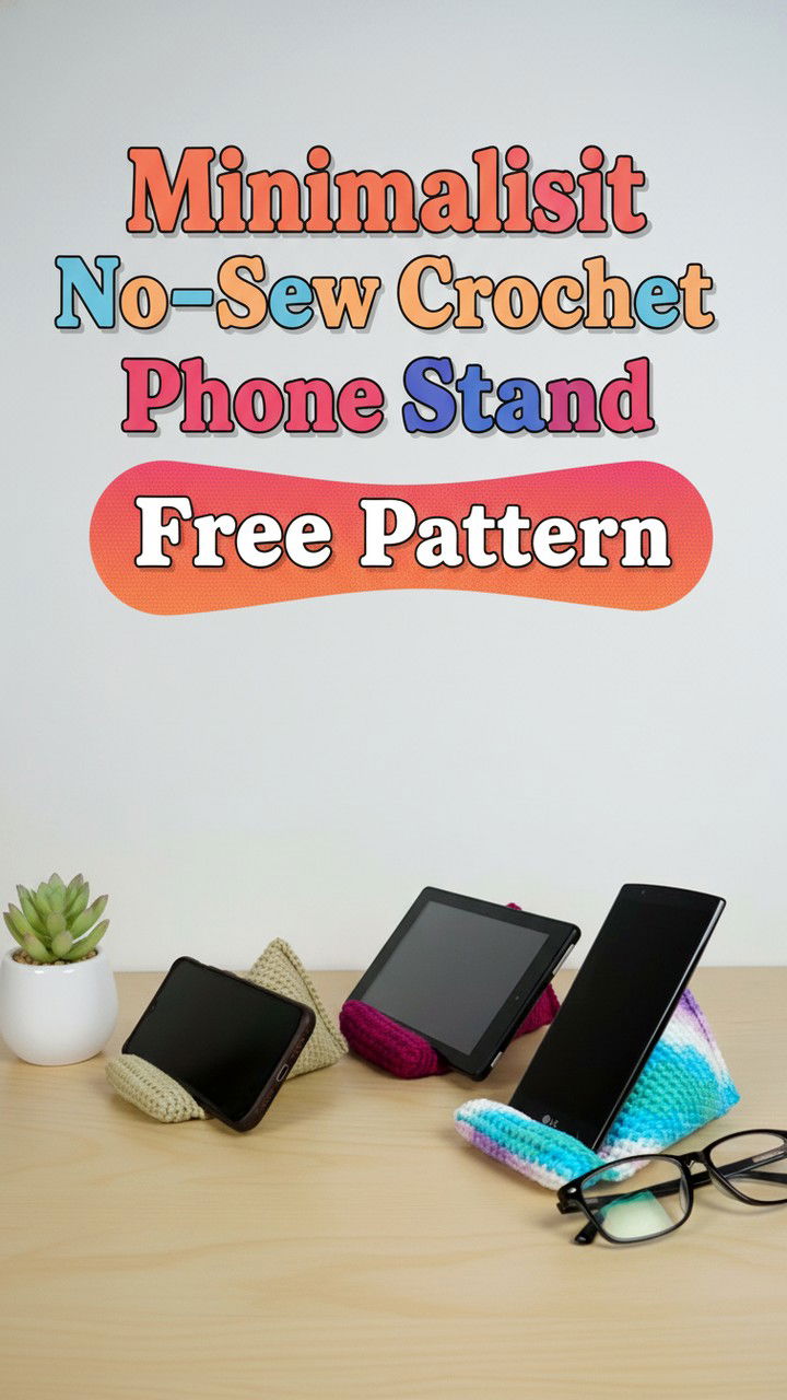 4. Minimalist No Sew Crochet Phone Stand Free Pattern