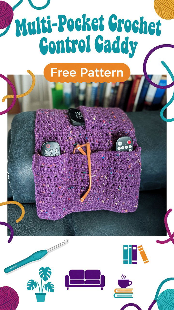 Multi Pocket Crochet Remote Control Caddy Free Pattern