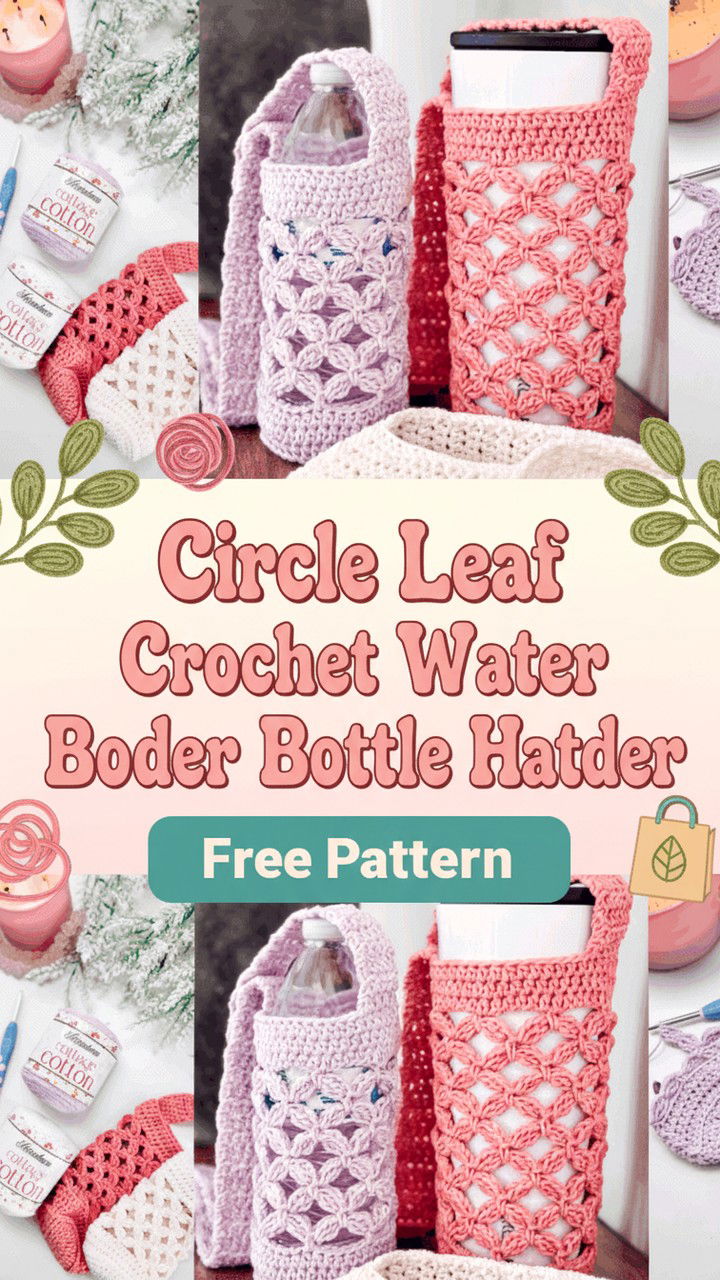 Perfect Circle Leaf Crochet Water Bottle Holder