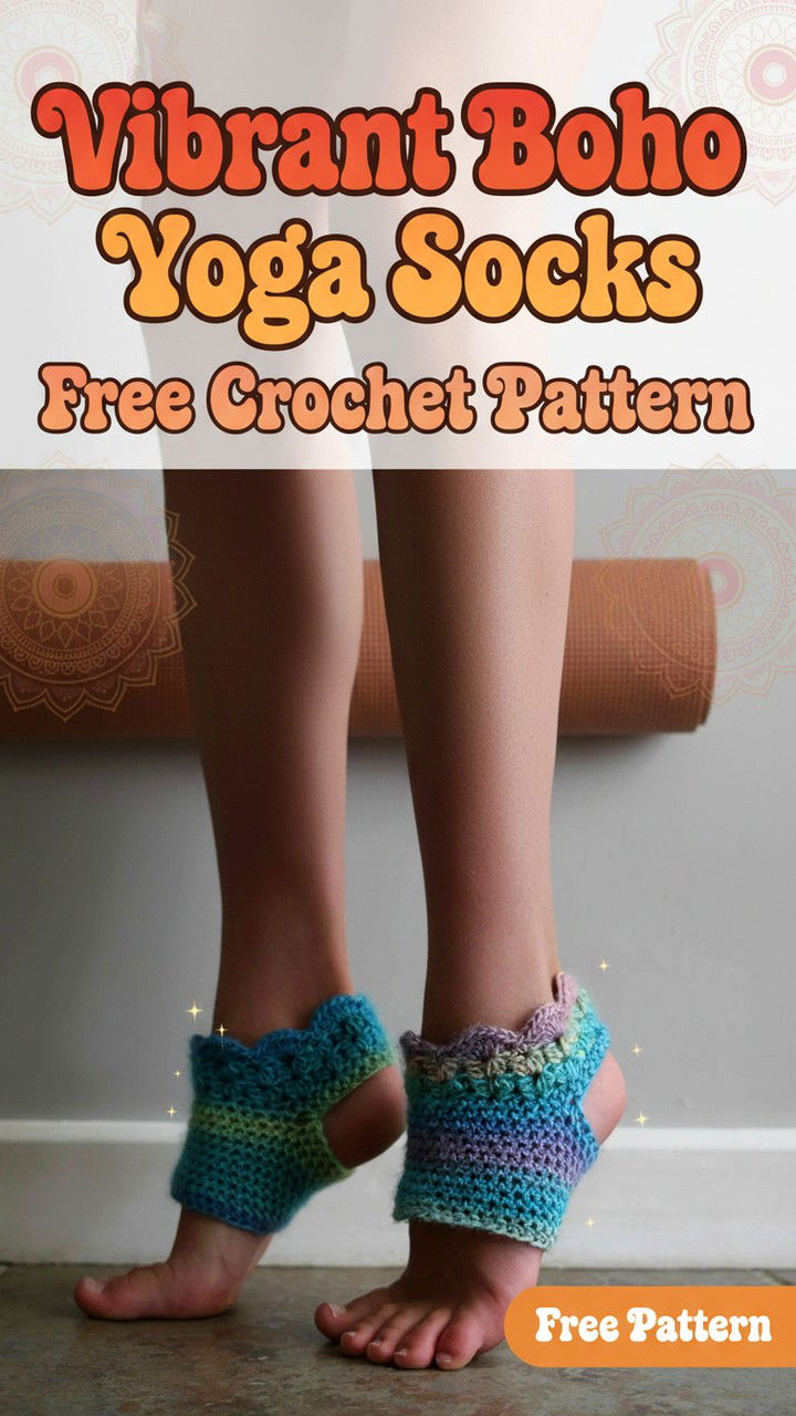 Vibrant Boho Crochet Yoga Socks Toeless Pattern