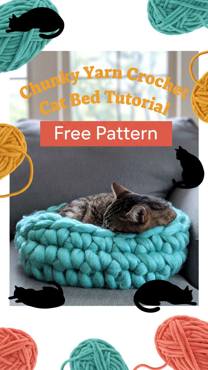 Chunky Yarn Crochet Cat Bed Tutorial