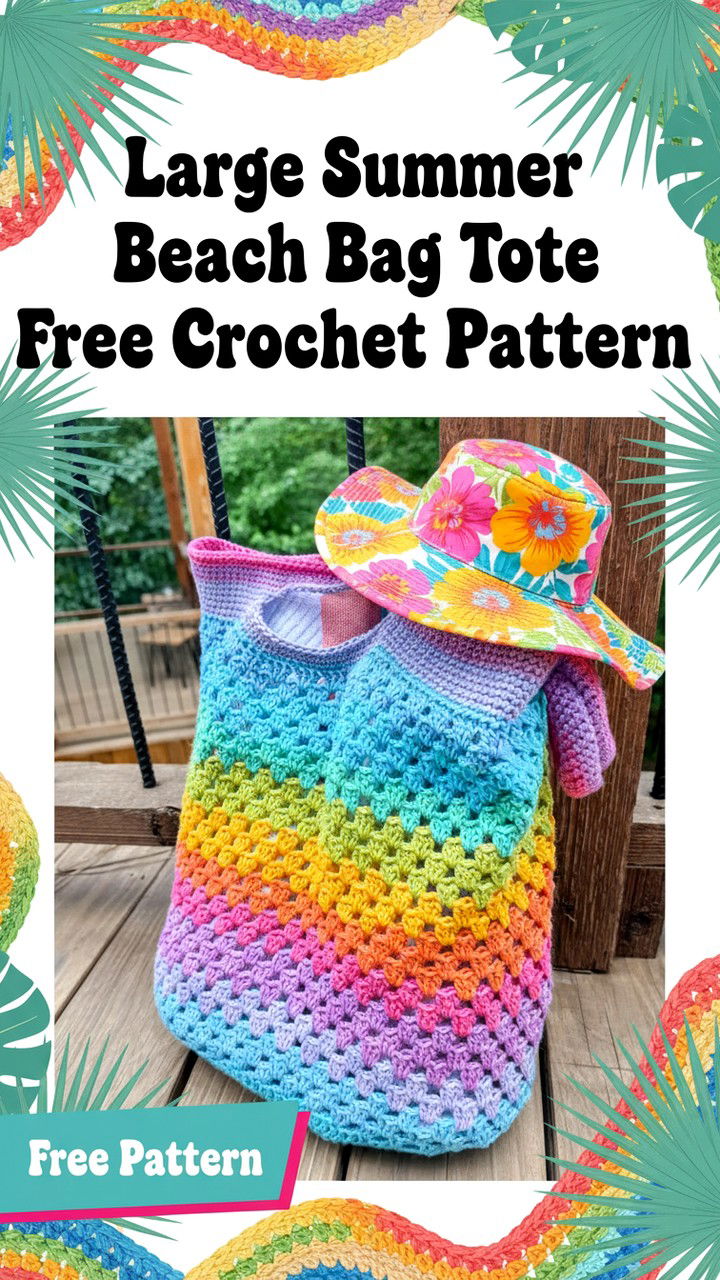 Large Summer Beach Bag Tote Free Crochet Pattern