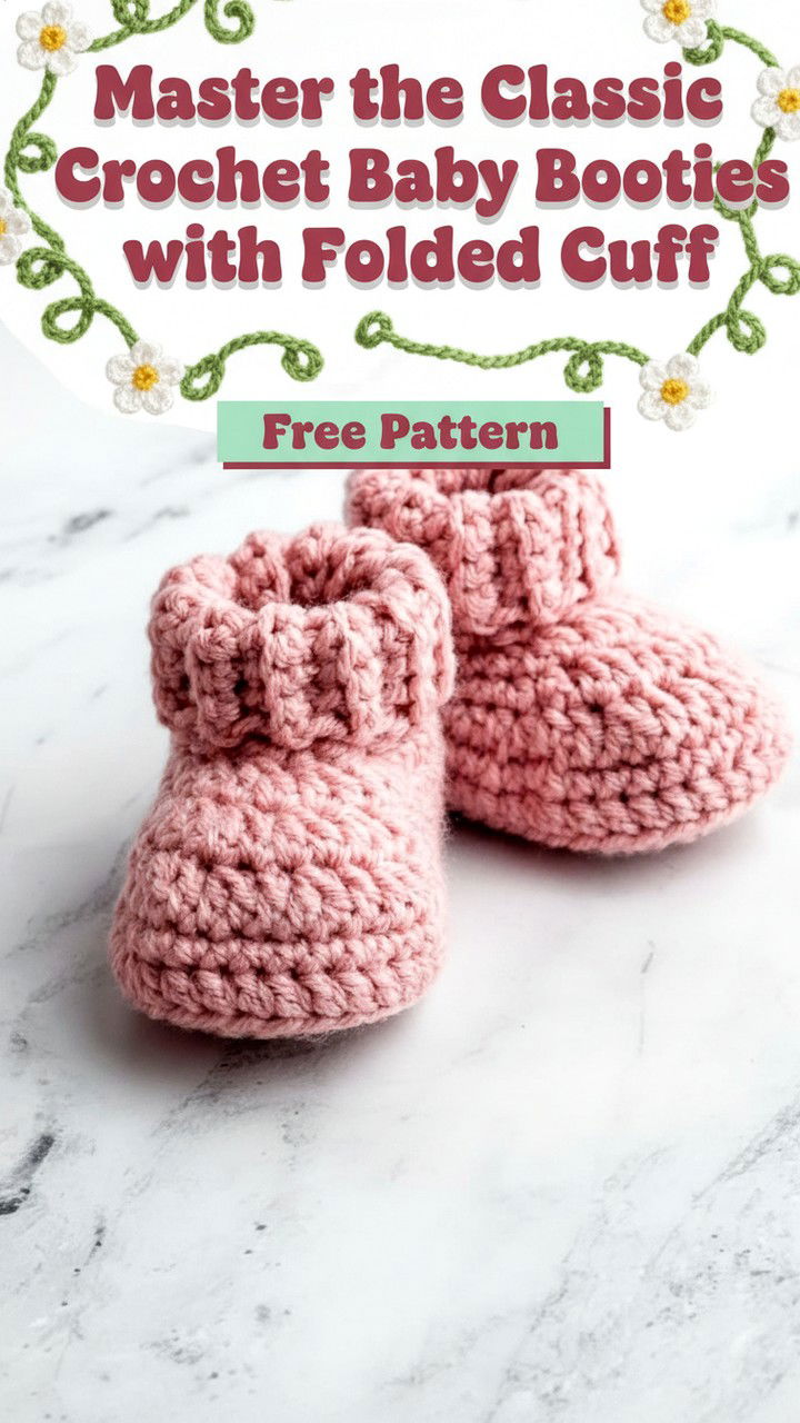 Master the Classic Crochet Baby Booties with Folded Cuff