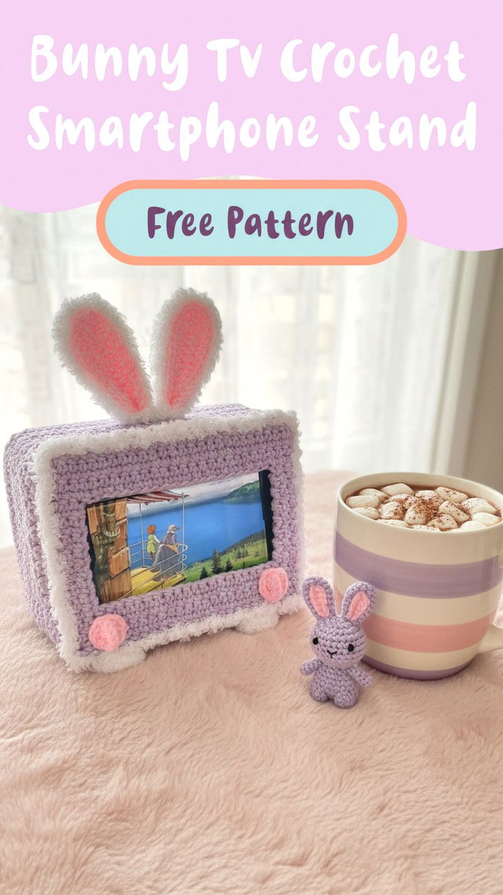 Bunny TV Crochet Smartphone Stand Free Pattern