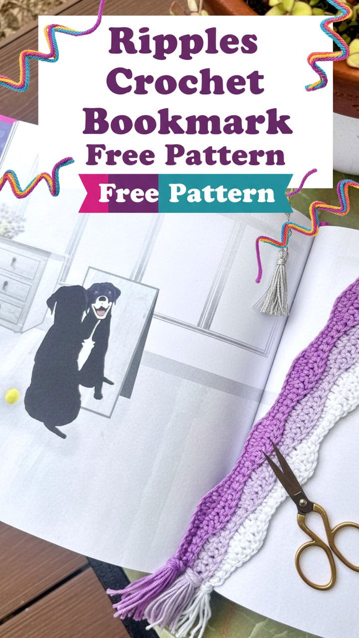 Modern Ripples Crochet Bookmark Design and Free Pattern