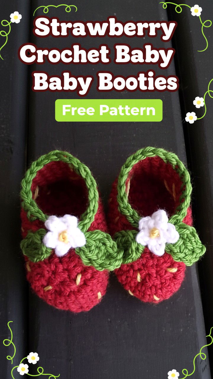 Sweet Strawberry Crochet Baby Booties Free Pattern