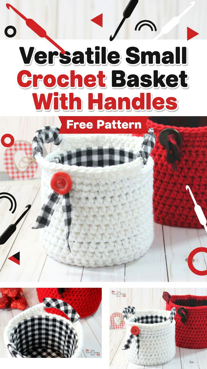 Versatile Small Crochet Basket With Handles