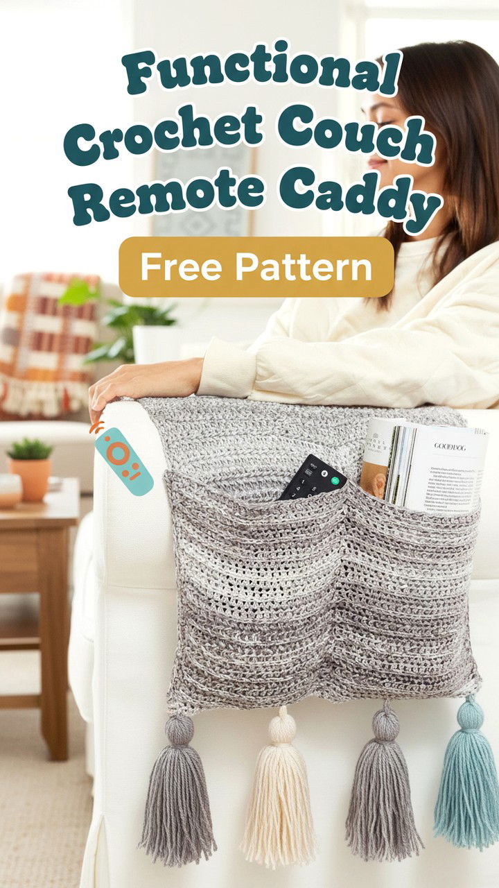 Functional Crochet Couch Remote Caddy
