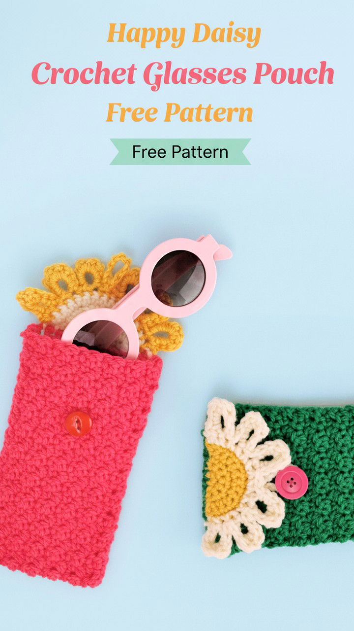 The Happy Daisy Crochet Glasses Pouch Free Pattern