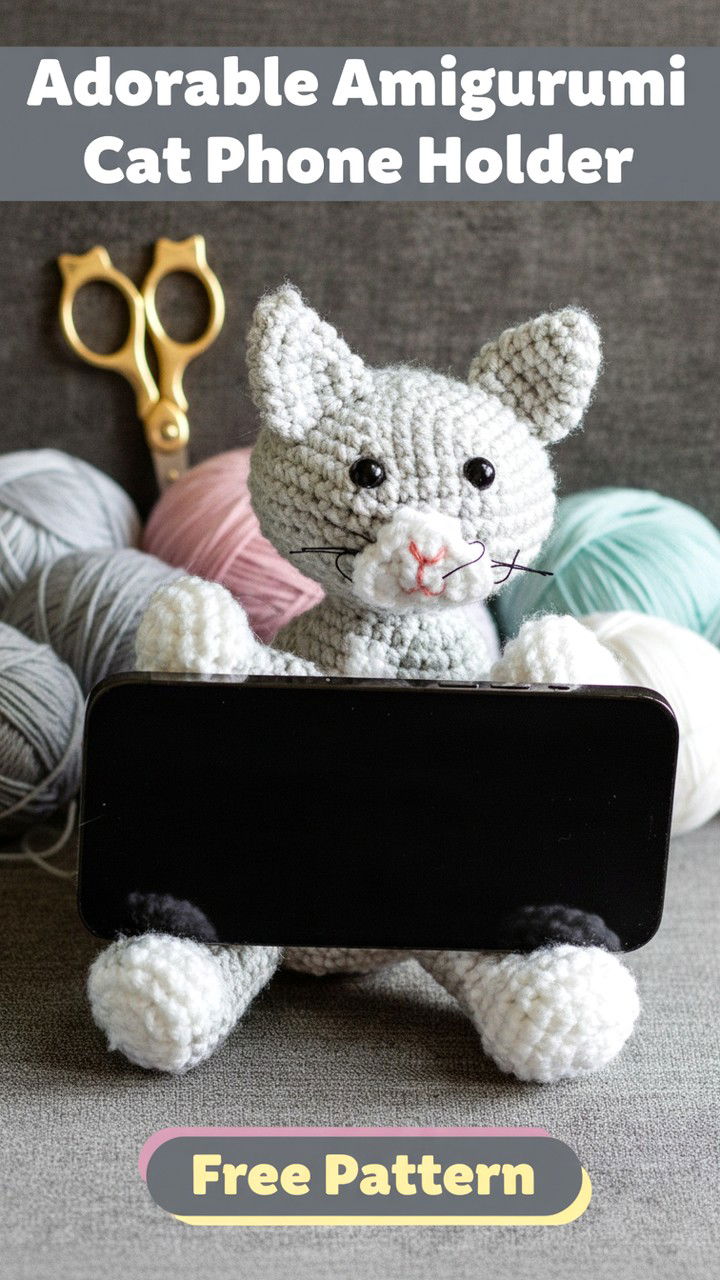 Adorable Amigurumi Cat Phone Holder Free Crochet Pattern