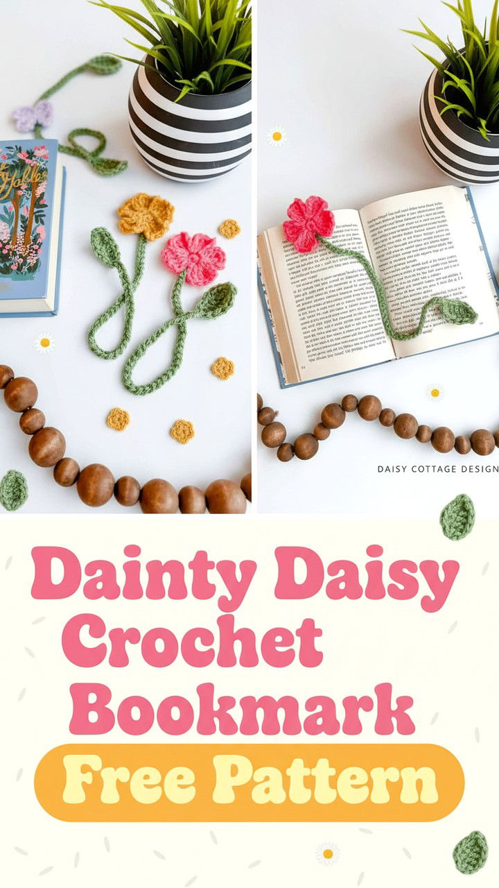 Charming Dainty Daisy Crochet Bookmark Design and Free Pattern