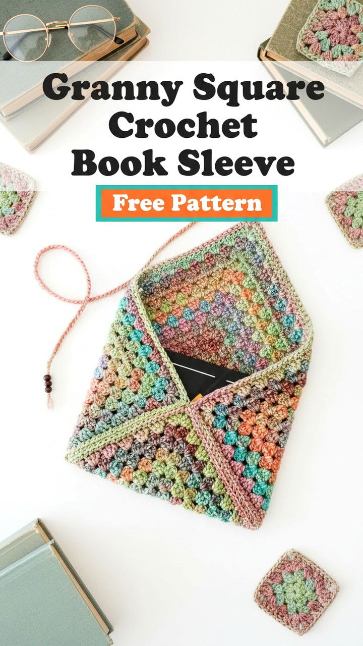 Timeless Granny Square Crochet Book Sleeve Pattern