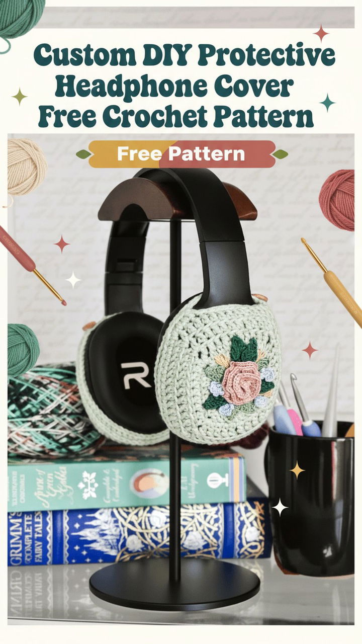 Custom DIY Protective Headphone Cover Free Crochet Pattern