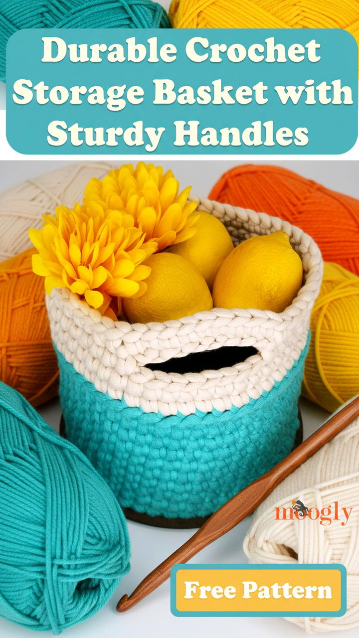 Durable Crochet Storage Basket with Sturdy Handles