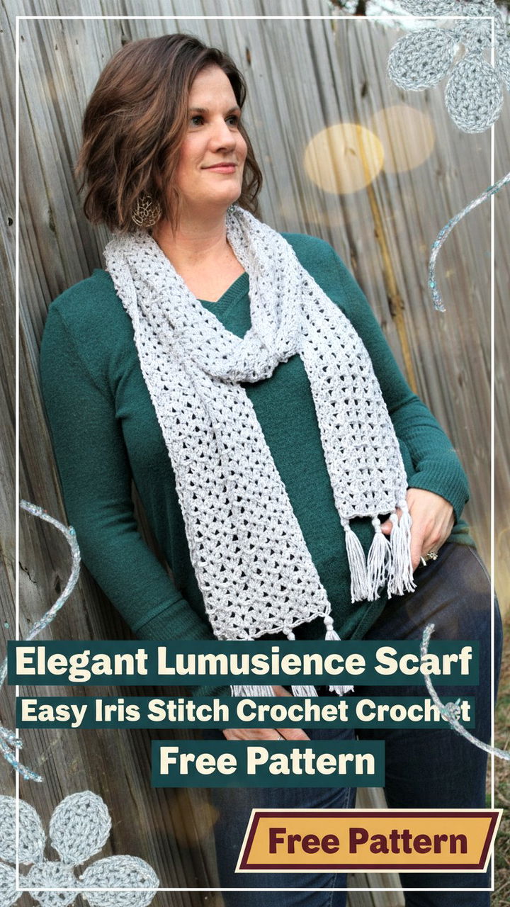 Elegant Luminescence Scarf Easy Iris Stitch Crochet Pattern