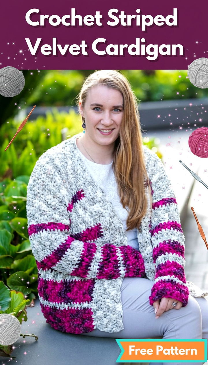 Master the Art of the Crochet Striped Velvet Cardigan