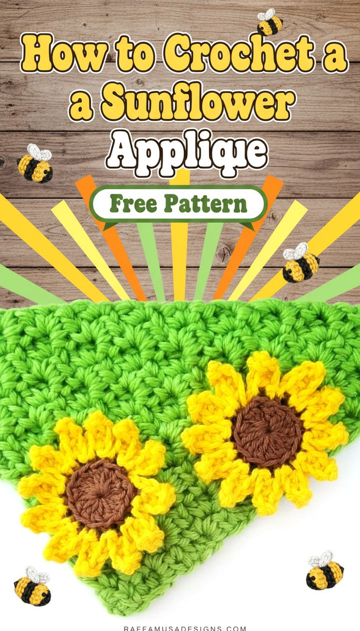 How to Crochet a Sunflower Applique Free Pattern